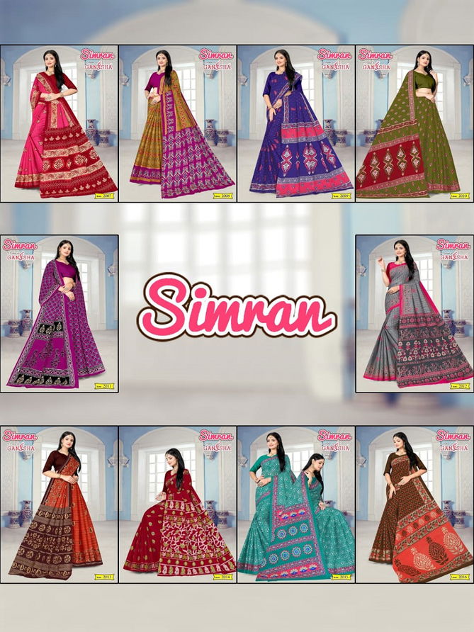 Simran Vol 2 By Ganesha Daily Wear Printed Cotton Sarees Catalog